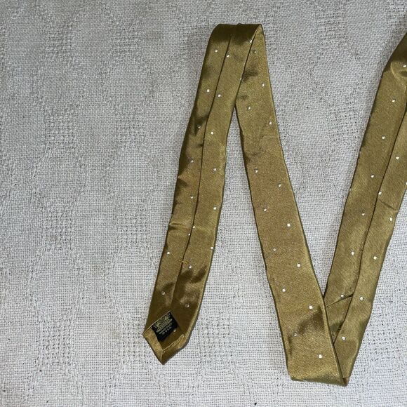 Oxxford Clothes Men’s Dress Toe Size 57” 3.5” Gold Dotted Silk Business Formal - Picture 7 of 12